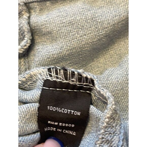 Copper Key Distressed Denim Button Down Ripped Jean Jacket M Detail Shoulder - Picture 7 of 9